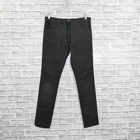 Raf Simons Waxed exposed zipper Skinny Pants washed black 52 AW 2004 2005